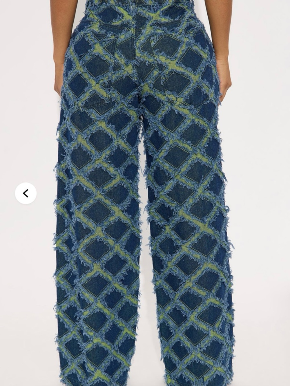 Women's Blue Patchwork Frayed Wide-Leg Jeans